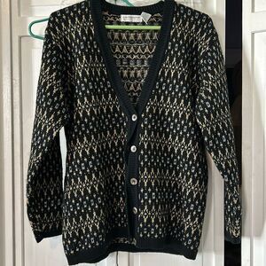 Vintage black and gold metallic cardigan- Size MP